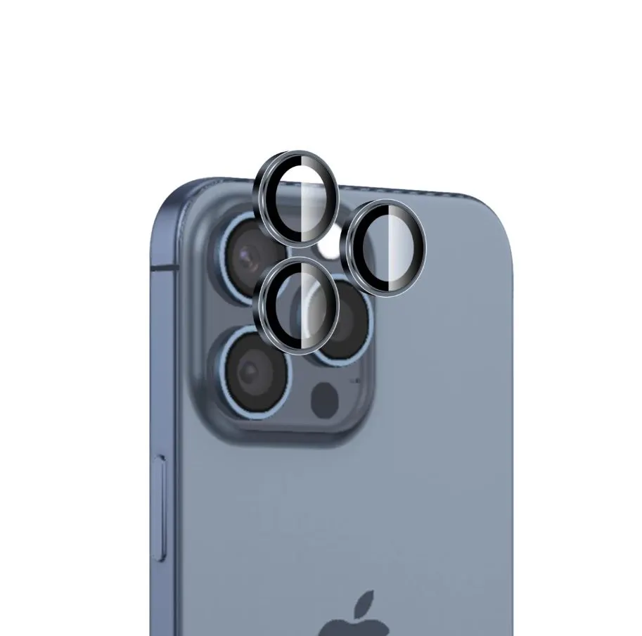 Bix iPhone 15 Pro / 15 Pro Max Lens Koruyucu 9H Gerçek Cam Crystal