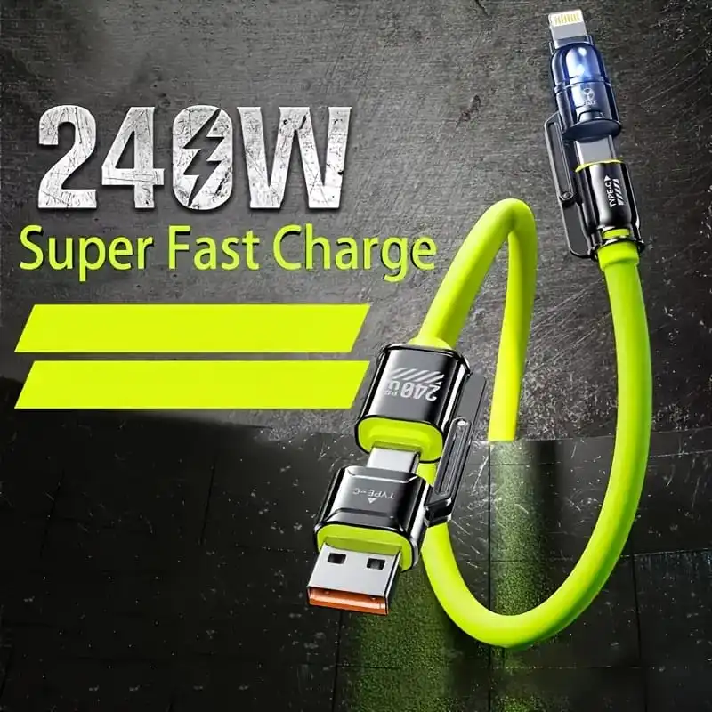 PD desteği ile 4'ü 1 arada 240W ultra hızlı şarj kablosu
