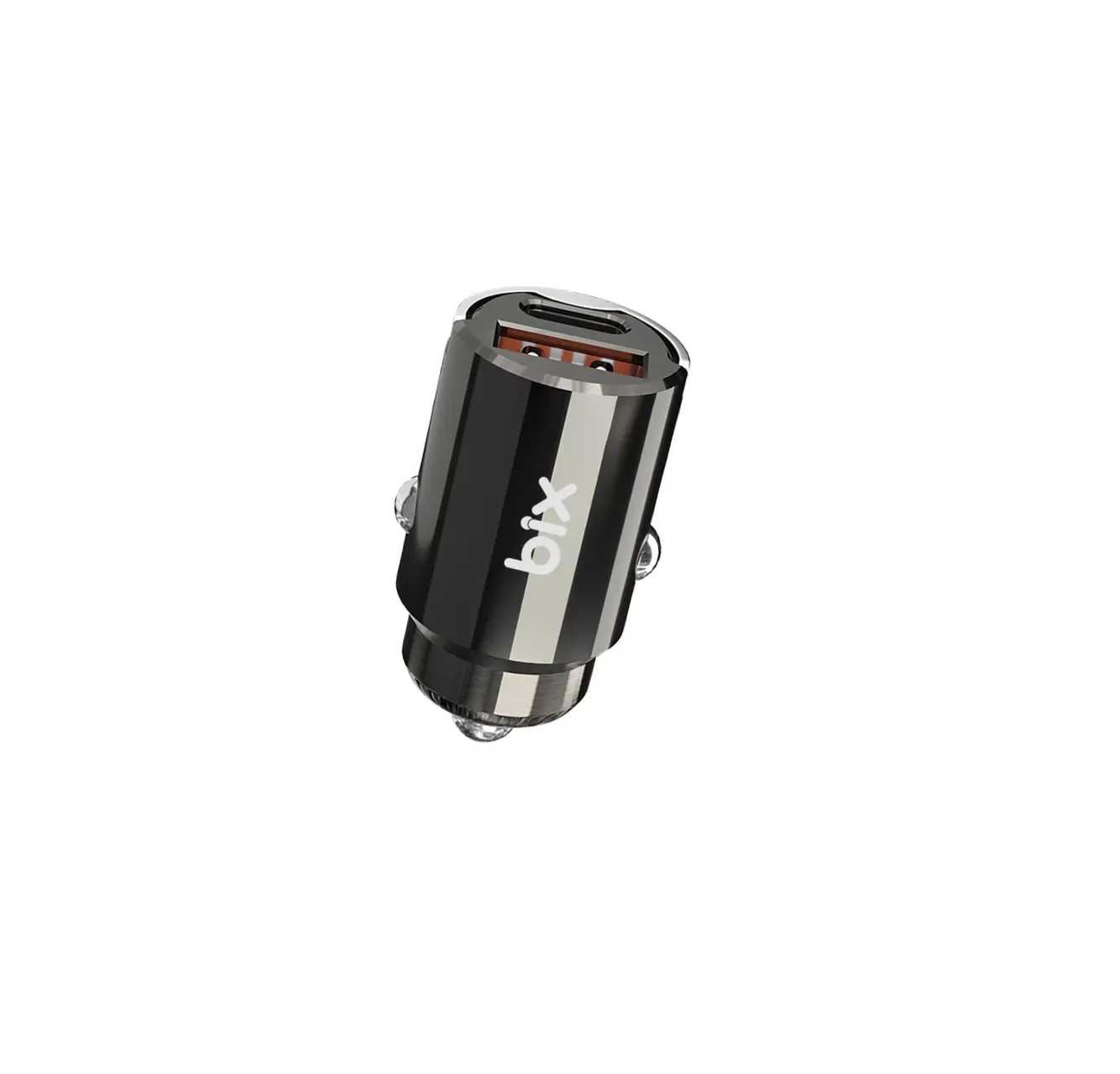 Bix 45W Type-C ve USB-A QC 3.0 18W İki Çıkışlı Metal Araç Şarj