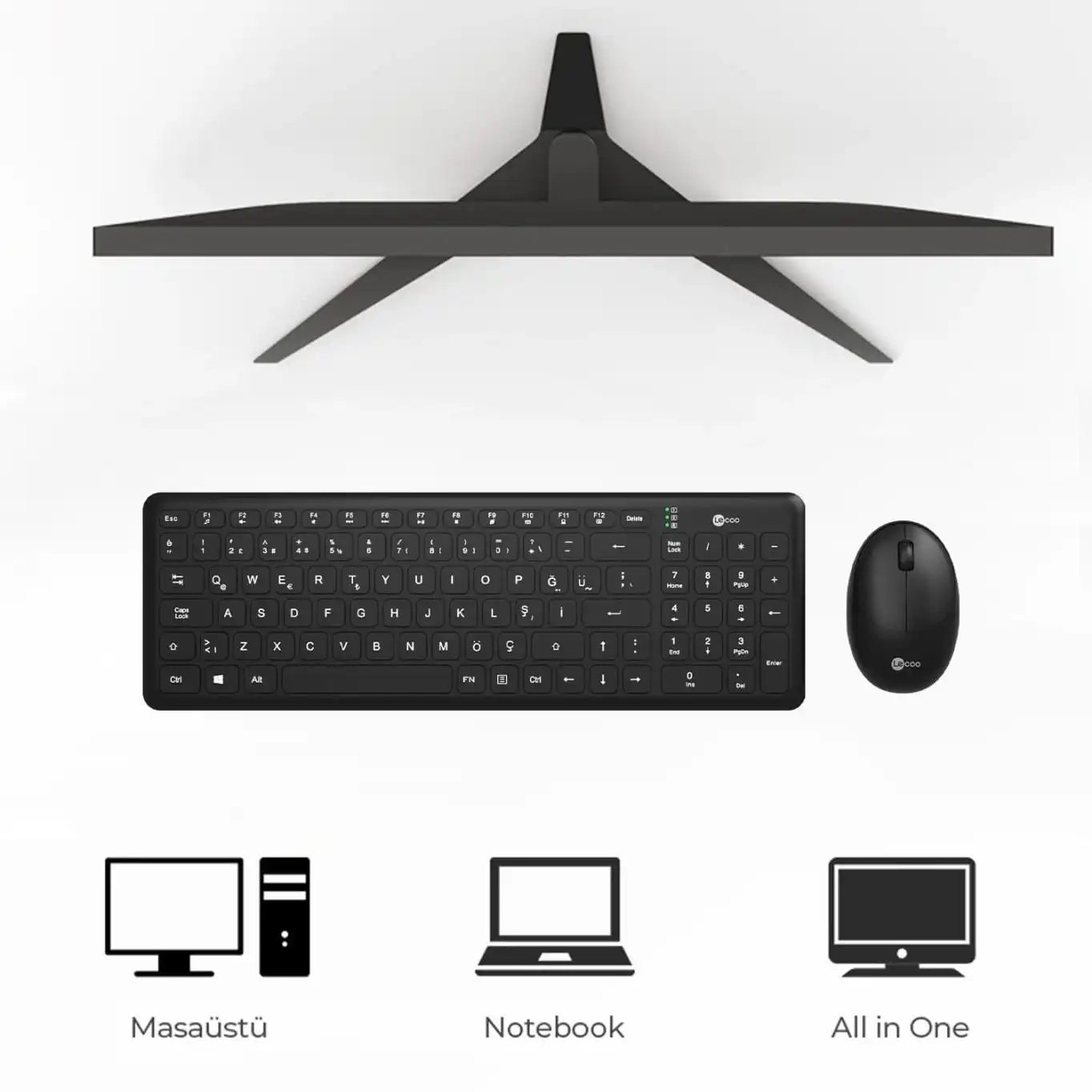 Lenovo Lecoo Kablosuz Klavye & Mouse Set Siyah Ve Beyaz