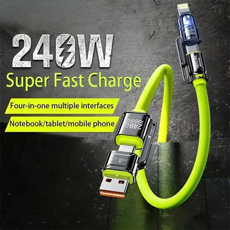PD desteği ile 4'ü 1 arada 240W ultra hızlı şarj kablosu