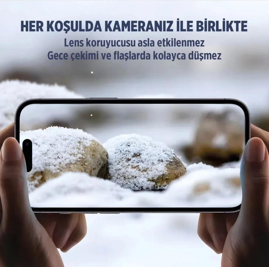 Bix iPhone 15 Pro / 15 Pro Max Lens Koruyucu 9H Gerçek Cam Crystal