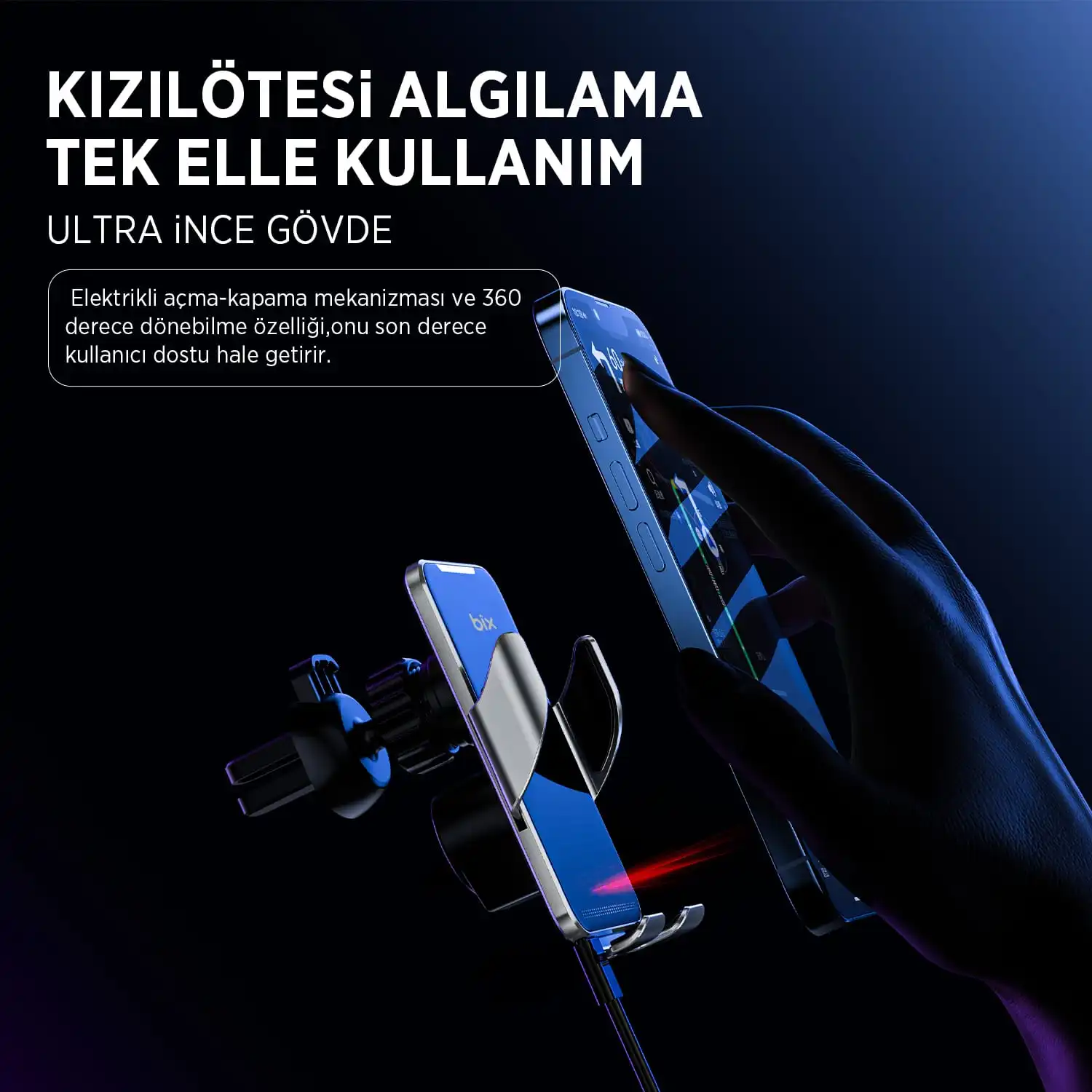 Bix MagSafe Ultra İnce Metal Gövdeli 360 Derece Telefon Tutucu