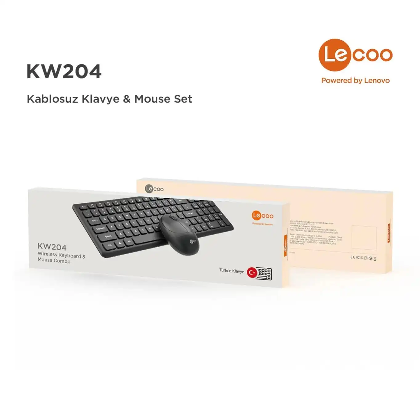 Lenovo Lecoo Kablosuz Klavye & Mouse Set Siyah Ve Beyaz