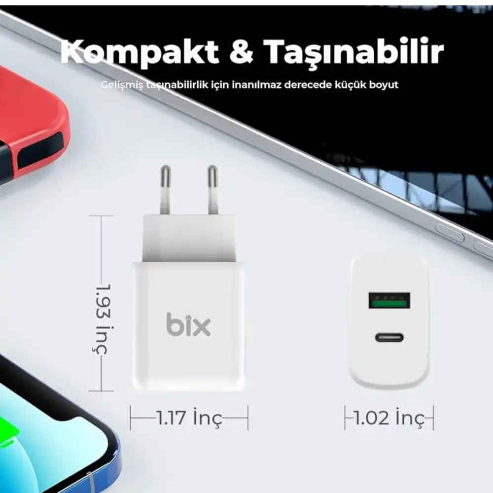 Bix 25W Type-C Hızlı Şarj Adaptörü