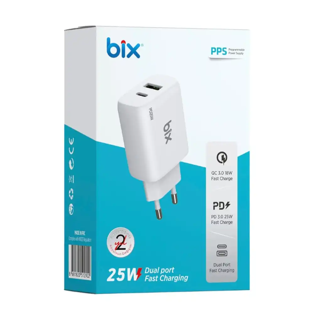 Bix 25W Type-C Hızlı Şarj Adaptörü