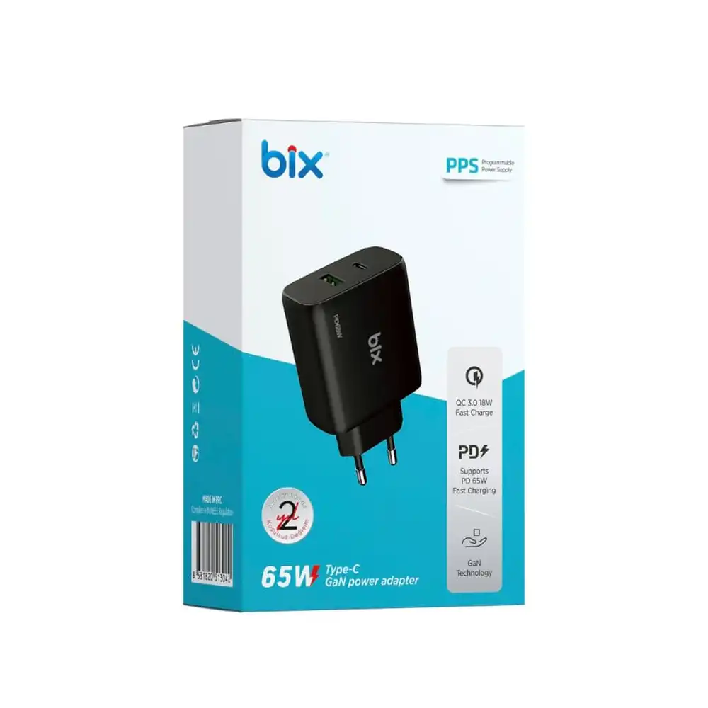 Bix 65W Hızlı Şarj Adaptörü
