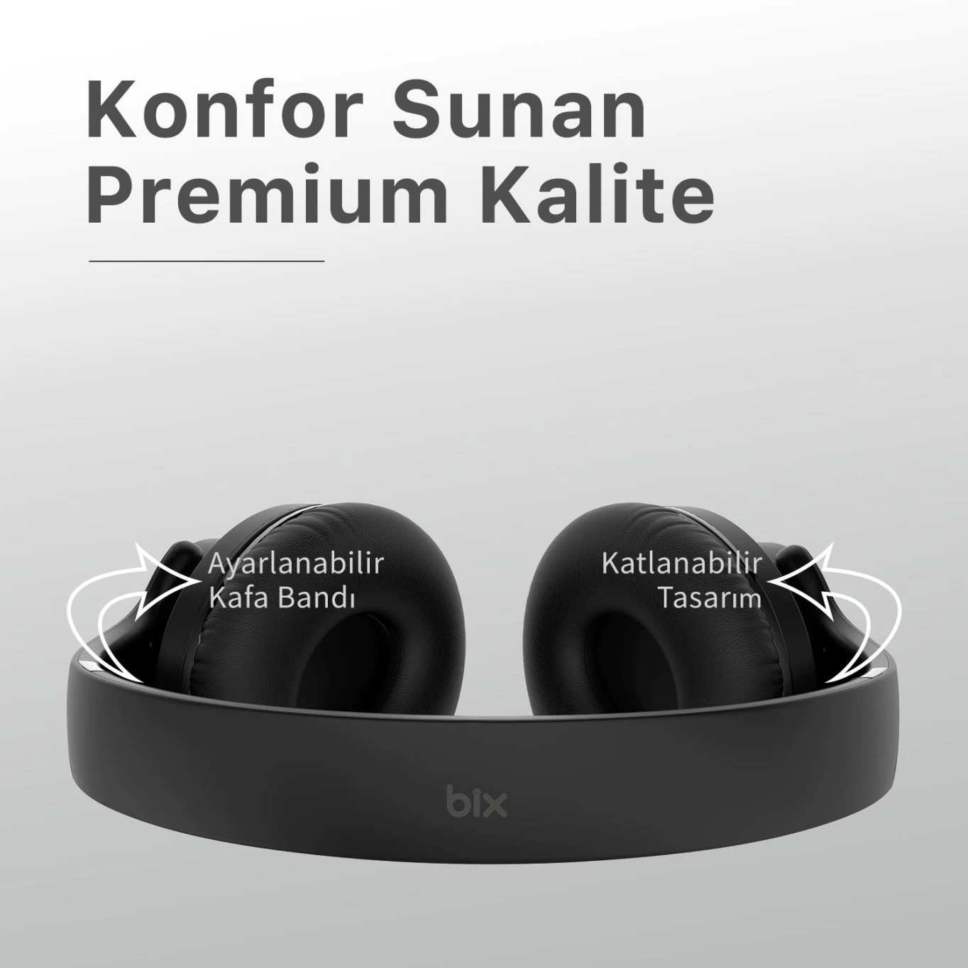 Bix BH2 Katlanabilir EQ Mod TF Kart Girişli 40mm Bluetooth 5.3 Kulak Üstü