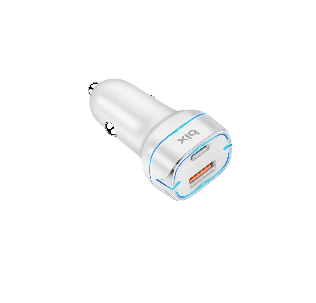 Bix 38W Type-C 20W USB-A QC 3.0 18W Çift Portlu LED Işıklı Şarj Cihazı