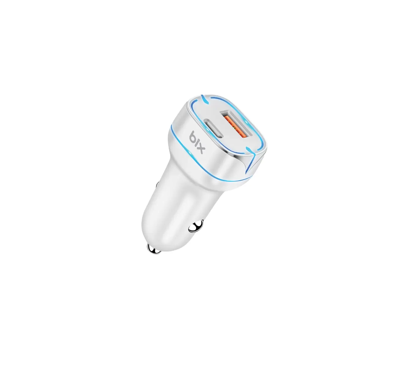 Bix 38W Type-C 20W USB-A QC 3.0 18W Çift Portlu LED Işıklı Şarj Cihazı