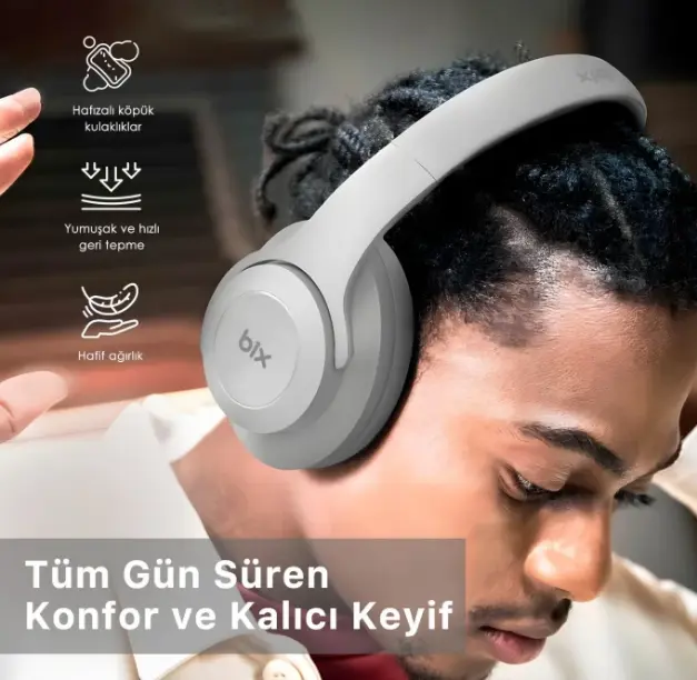 Bix BH2 Katlanabilir EQ Mod TF Kart Girişli 40mm Bluetooth 5.3 Kulak Üstü