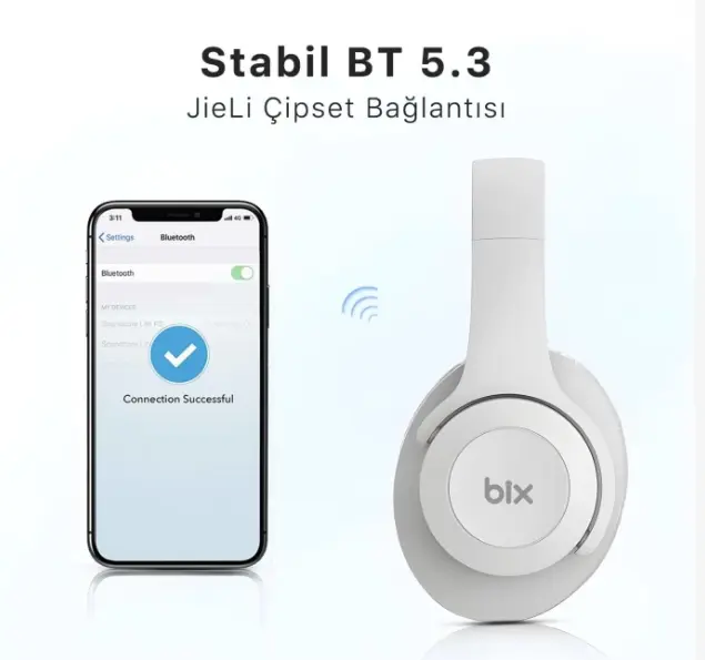 Bix BH2 Katlanabilir EQ Mod TF Kart Girişli 40mm Bluetooth 5.3 Kulak Üstü