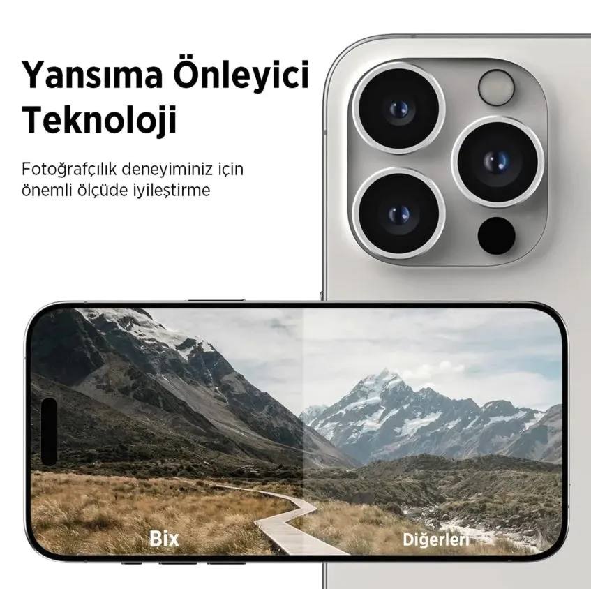 Bix iPhone 16 Pro / 16 Pro Max Safir Lens Koruyucu 3D- Navy Blue