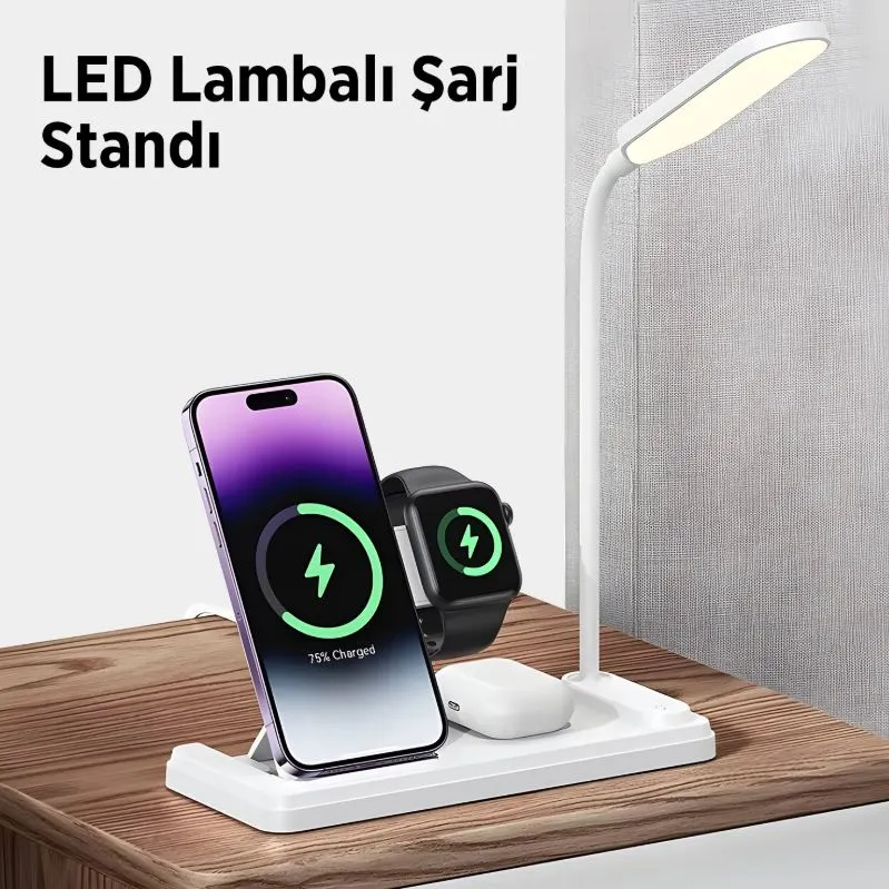 Bix BXMW8 Kablosuz Şarj Standı 3’ü 1 Arada Akıllı Telefon, Akıllı Saat ve TWS
