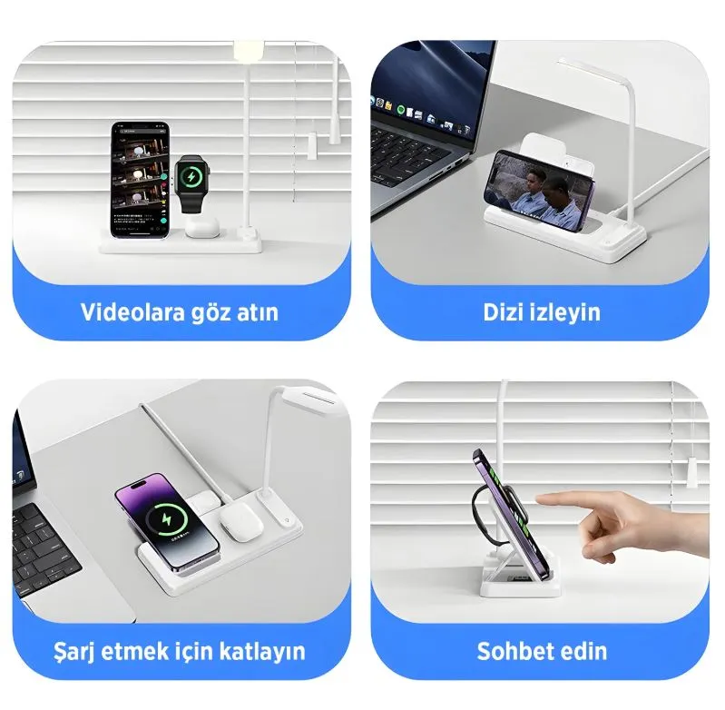 Bix BXMW8 Kablosuz Şarj Standı 3’ü 1 Arada Akıllı Telefon, Akıllı Saat ve TWS