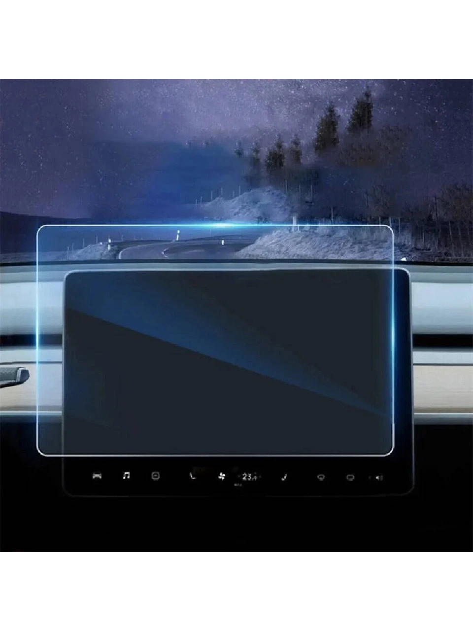 Tesla Model Y Ekran Koruyucu Araç Multimedya Temperli Cam Konsol Koruyucu