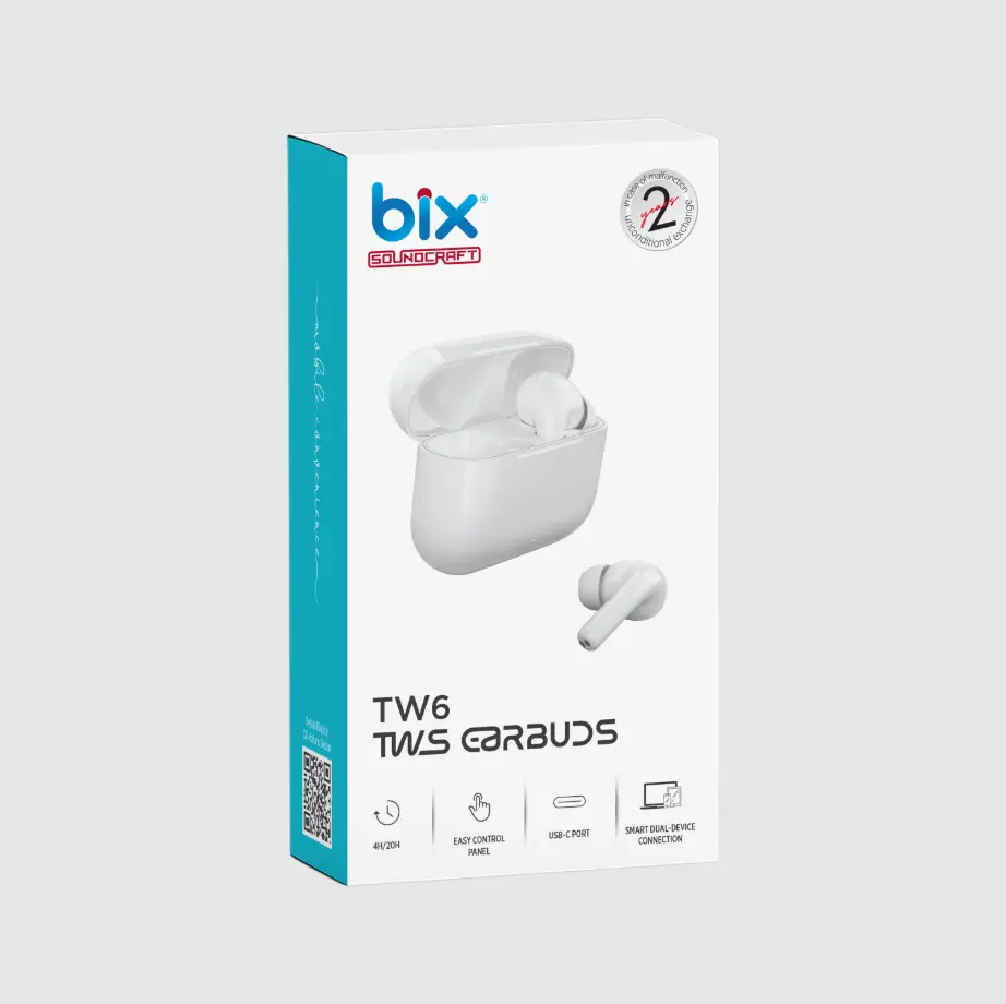 Bix TW6 Soundcraft Bluetooth 5.3 Çift Mikrofonlu Kablosuz Kulak İçi Kulaklık